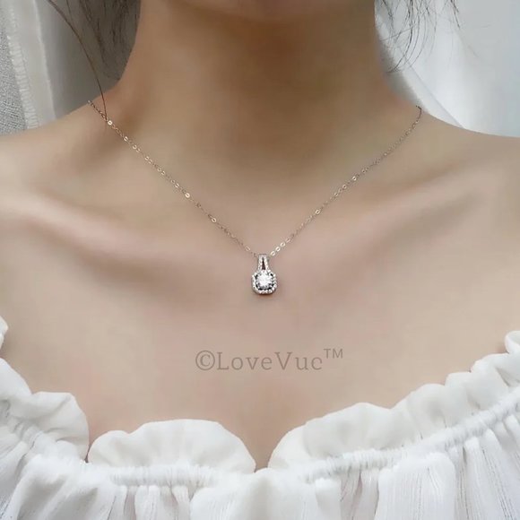 Certified 1ct. t.w. Diamond Square Halo Luxury Necklace VVS1 GRA Certified - Picture 8 of 16